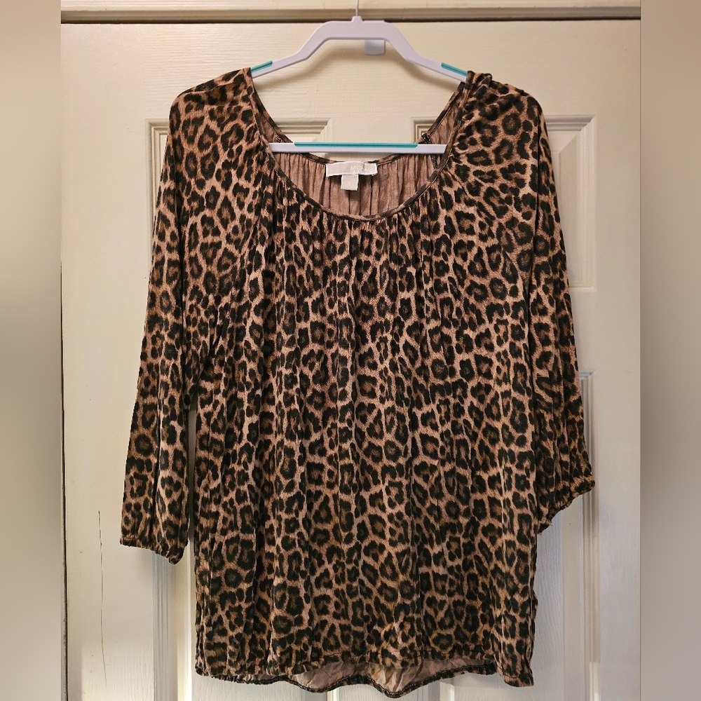 Michael Kors Animal Print Blouse - Brown and Black